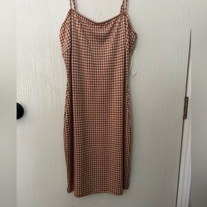 Orange and White Gingham Body Con Dress
